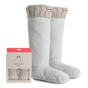 Hunter Tall Cable Knit Socks Grey Size M
